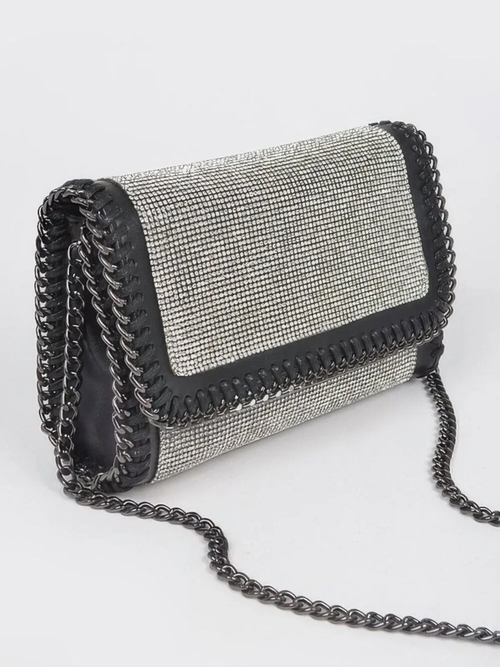 Multi Color Rhinestone Chain Braided Clutch